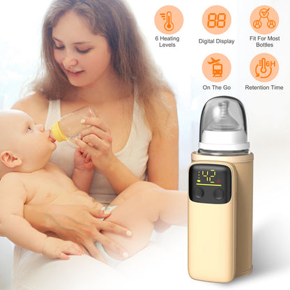 1Pc Portable Bottle Warmer With Night Light On The Go Baby Milk Warmer Milk Formula Warmer For Home Travel With 6 Heating Levels