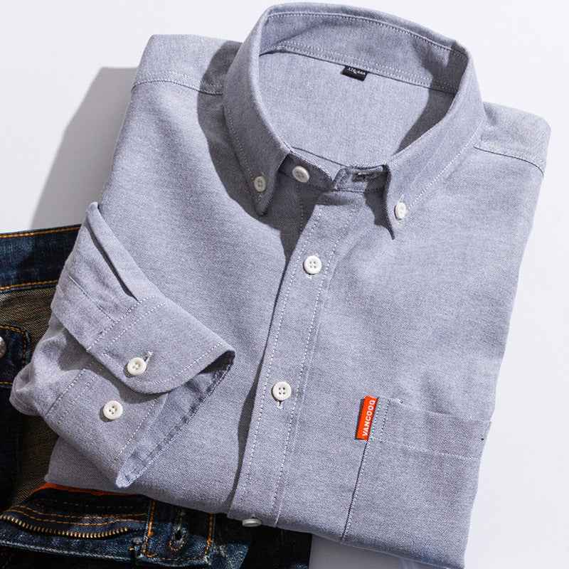 Pure Cotton Washed Oxford Woven Shirts Men