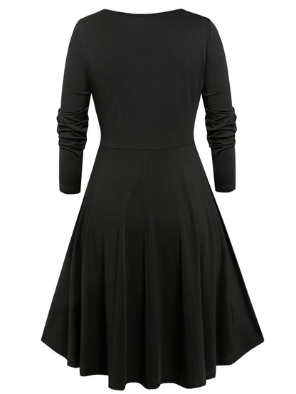 ROSEGAL Plus Size Vintage Plaid Dress Women Winter Fashion High Waist Long Sleeves Rockabilly Swing Dresses Vestidos