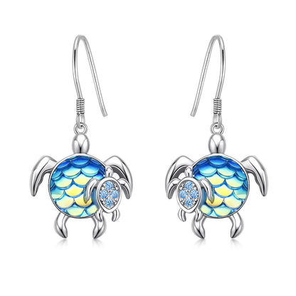 Turtle Earrings Sterling Silver Mom and Baby Dangle Mother and Daughter Tortoise