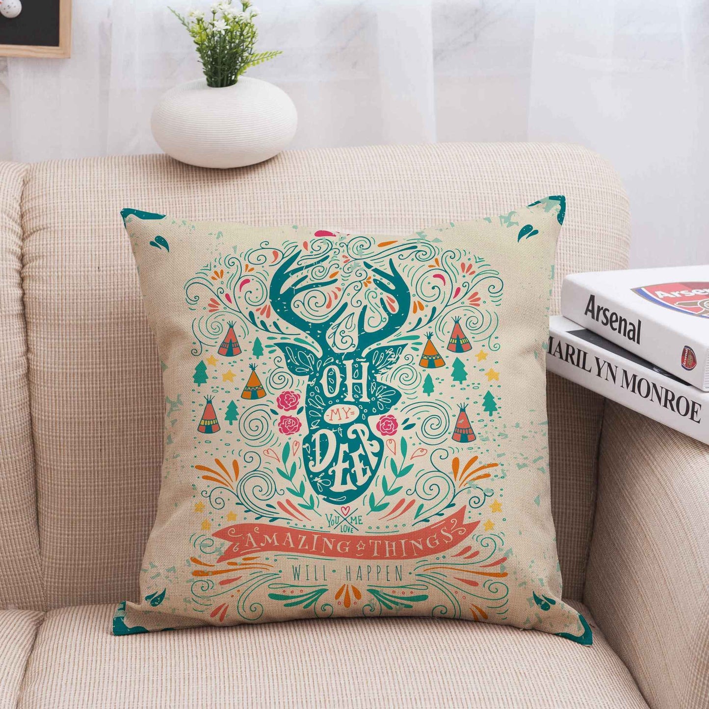 Christmas linen pillowcase