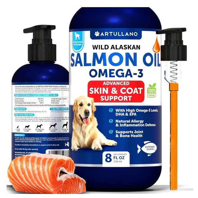 Salmon Oil For Dogs 3 For Dogs 8 FL OZ Wild Alaskan Salmon Fish Oil