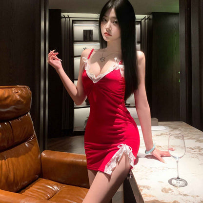 Artificial Silk Sling Night Dress Women