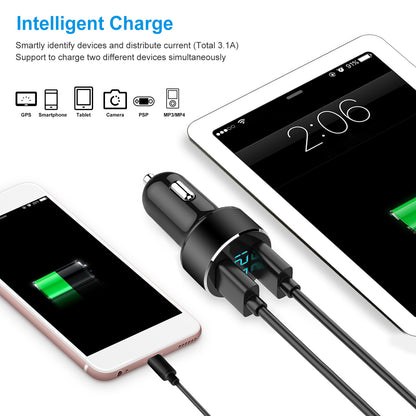 Universal 15W-3.1A Dual USB Car Charger Adapter Aluminum Alloy Fast Car Charging Adapter For IOS Phone XR XS Tablet PC