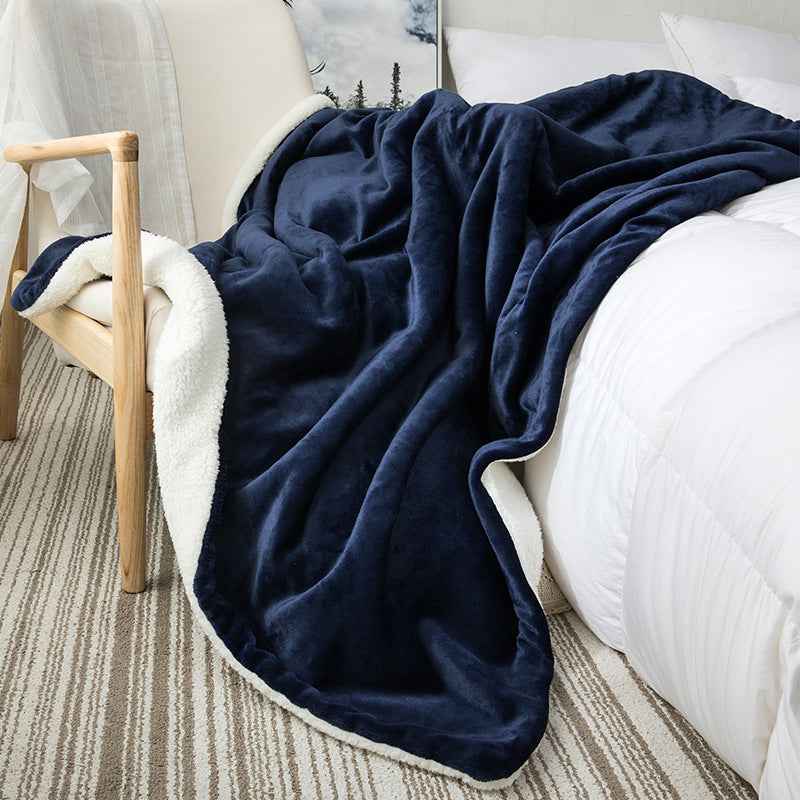Small Sand Cover Lamb Double Layered Thickened Office Nap Blanket