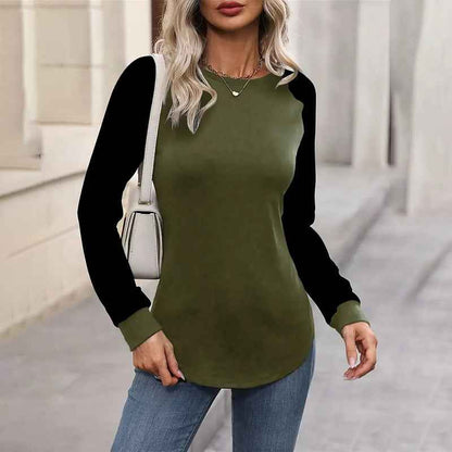 2 Pack Women's Long Sleeve Shirts, Casual Loose Fit Tunic Tops Crew Neck Trendy Tee Solid Color Pullover Shirts