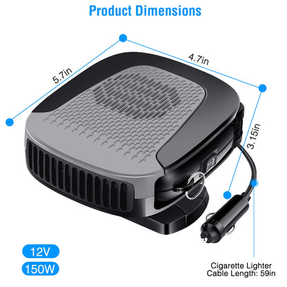 12V 150W Portable Car Auto Heater Heating Fan 2 In 1 Defroster Demister Windshield Heater Automotive Cooling Fan