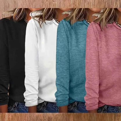 4 Pack Womens T Shirts Long Sleeve Crew Neck Basic Tee Soft Casual Loose Fit Fall Tops Outfits