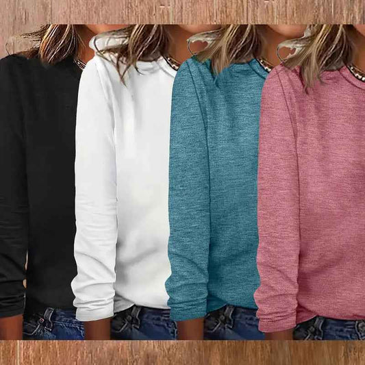 4 Pack Womens T Shirts Long Sleeve Crew Neck Basic Tee Soft Casual Loose Fit Fall Tops Outfits