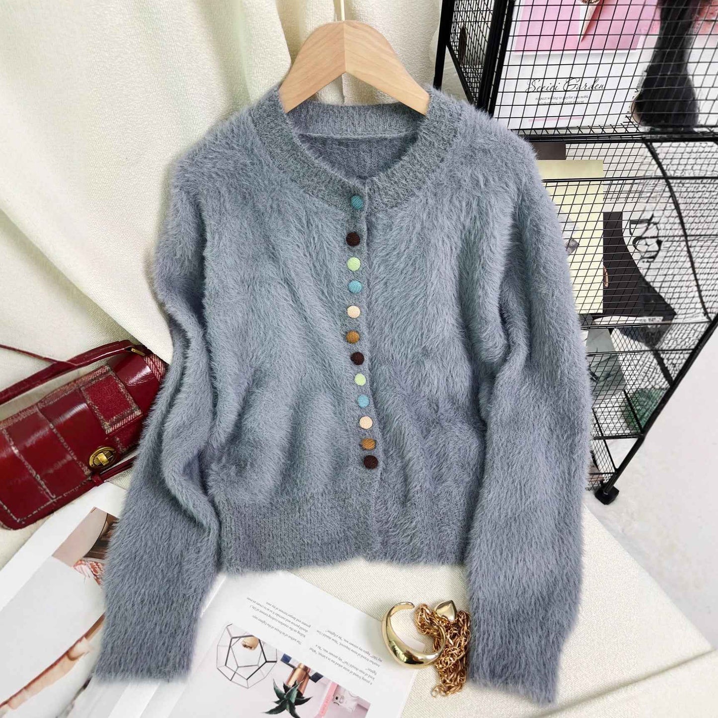 Women's Casual Warm Colorful Button Sweater