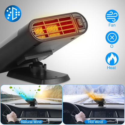 12V 2-in-1 Portable Car Heater & Cooling Fan - 360° Rotating Defroster