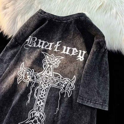 Trendy American Retro Men's Summer Short-sleeved T-shirt Loose Casual Top