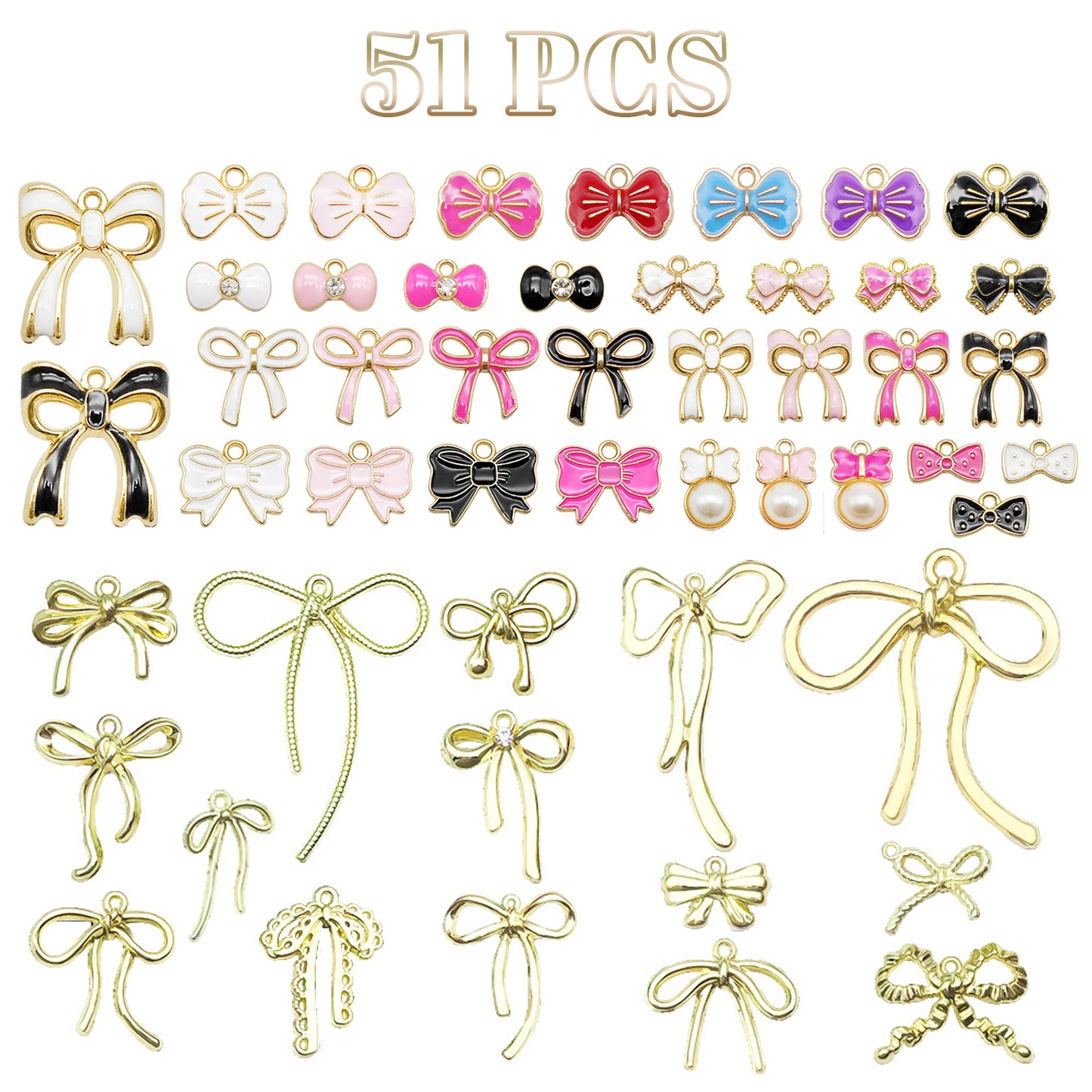 51 Pcs Bowknot Charms