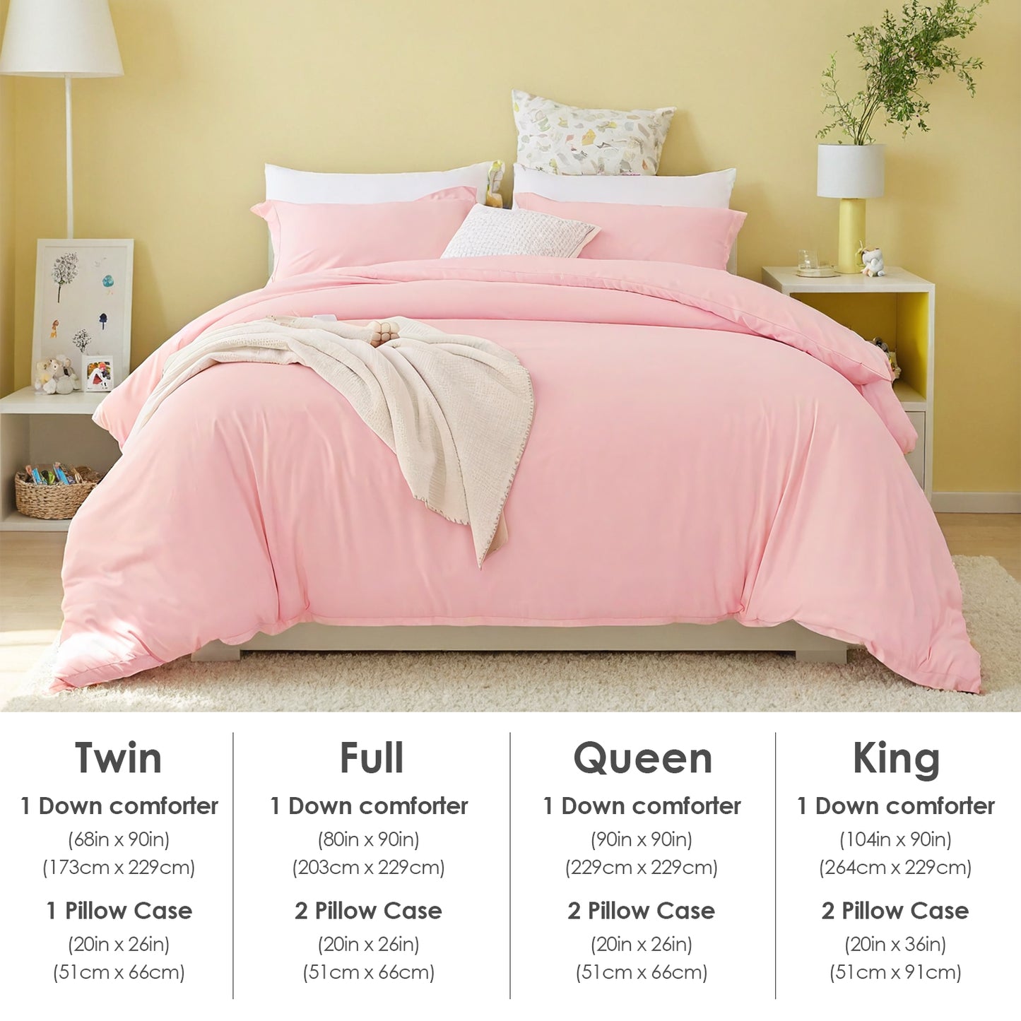 White & Pink Extra Large Duvet Cover Set Includes 1 Duvet Cover & 2 Pillowcases. Made Of Premium Breathable Microfiber With Hotel-grade Minimalist Design. Perfect For Bedrooms And Guesthouses.