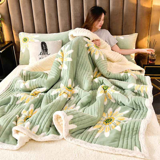 Cashmere Three-layer Blanket Thickened Warm Feather Silk Blanket