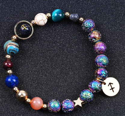 Blue San Colorful Volcanic Rock Twelve Constellations Bracelets