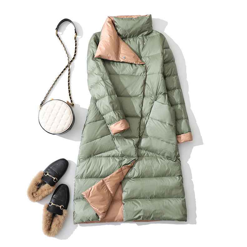 Lightweight double-sided down jacket women in winter