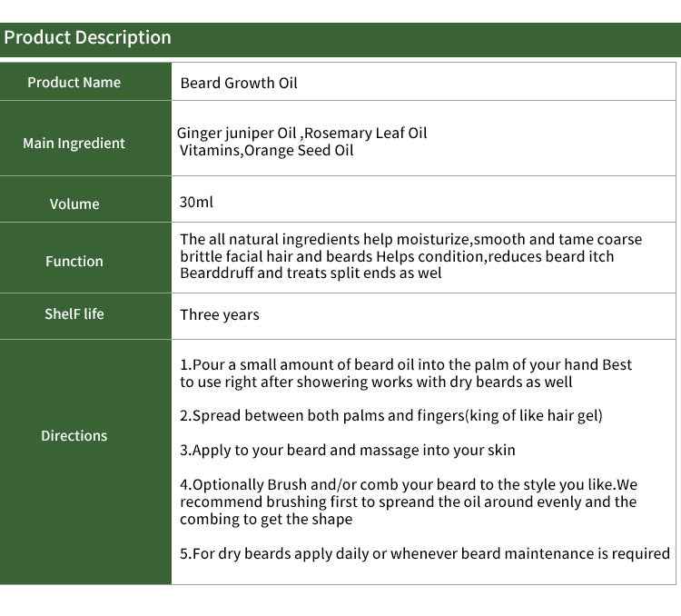 Beard Oil Mild Nourishing Beard Essential Oil 30ml