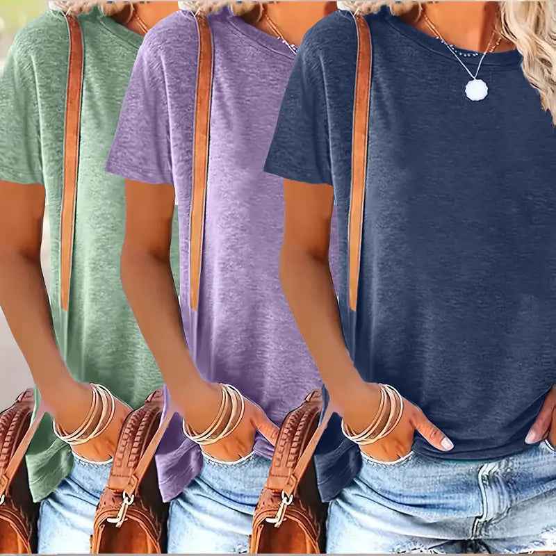 3 Pack Womens Tops Basic Summer Short Sleeve T Shirts Casual Loose Fit Tops 2025 Trendy Clothes