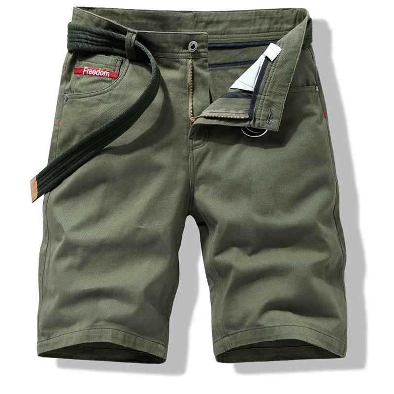 Men's Casual Loose Five-point Pants Solid Color Cargo Shorts