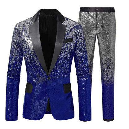 New Men's Gradient Sequin Suit