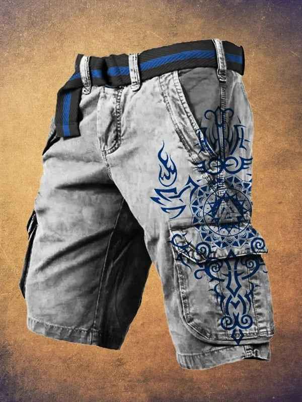 Digital Printing Men's Fashion Casual Zipper Cargo Shorts