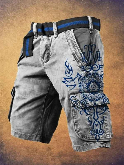 Digital Printing Men's Fashion Casual Zipper Cargo Shorts