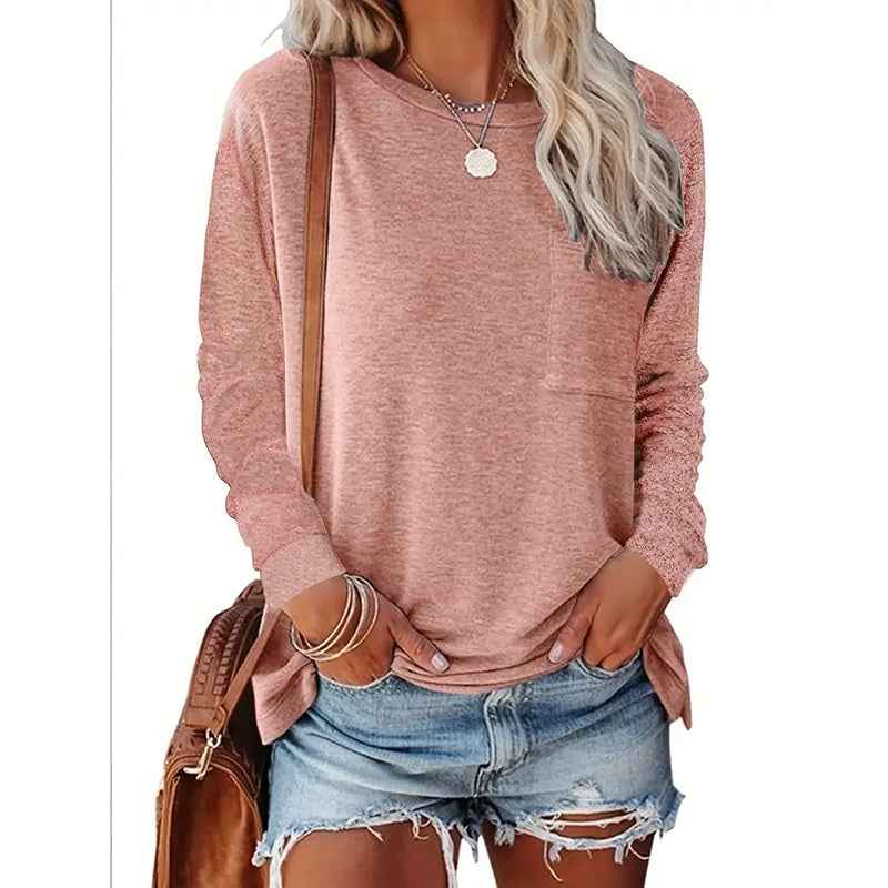 3 Pack Women's Long Sleeve Shirts Casual Crew Neck Basic Tops Solid Layer T Shirts For Ladies