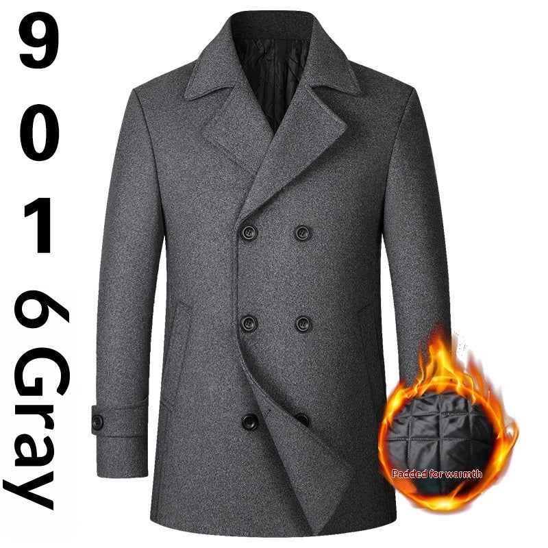 Fashion Double-breasted Lapel Mid-length Wool Men's Coat Dropshipping
