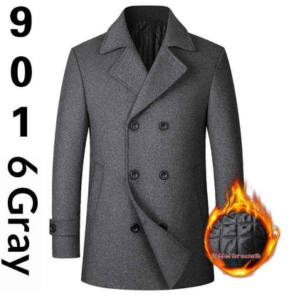Fashion Double-breasted Lapel Mid-length Wool Men's Coat Dropshipping