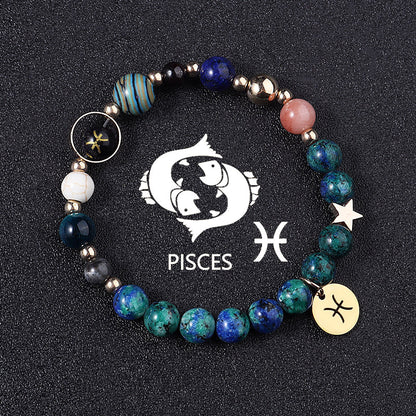 Twelve Constellations Bracelets Natural Stone Phoenix Lapis Lazuli Eight Planets