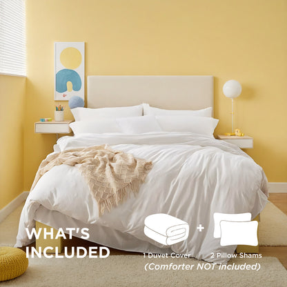 White & Pink Extra Large Duvet Cover Set Includes 1 Duvet Cover & 2 Pillowcases. Made Of Premium Breathable Microfiber With Hotel-grade Minimalist Design. Perfect For Bedrooms And Guesthouses.