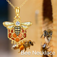 Sterling Silver Honeycomb Bee Pendant Necklace Jewelry for Women