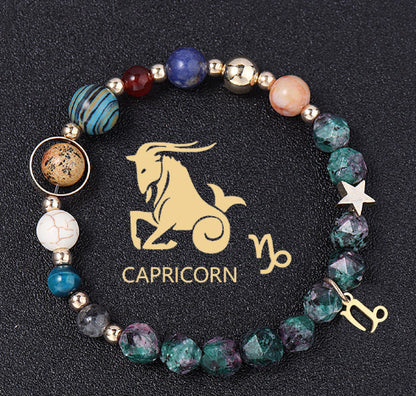 Natural Stone Twelve Constellations Bracelets Cut Hemp Stone Fashion