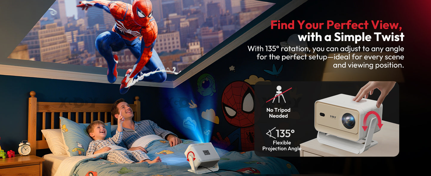 XGODY Projector N6 Pro Netflix Officially 4K Voice Control Smart Android TV Whale OS 32GB ROM for Outdoor Movie Home Theater