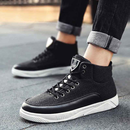 Linen high-top sneakers
