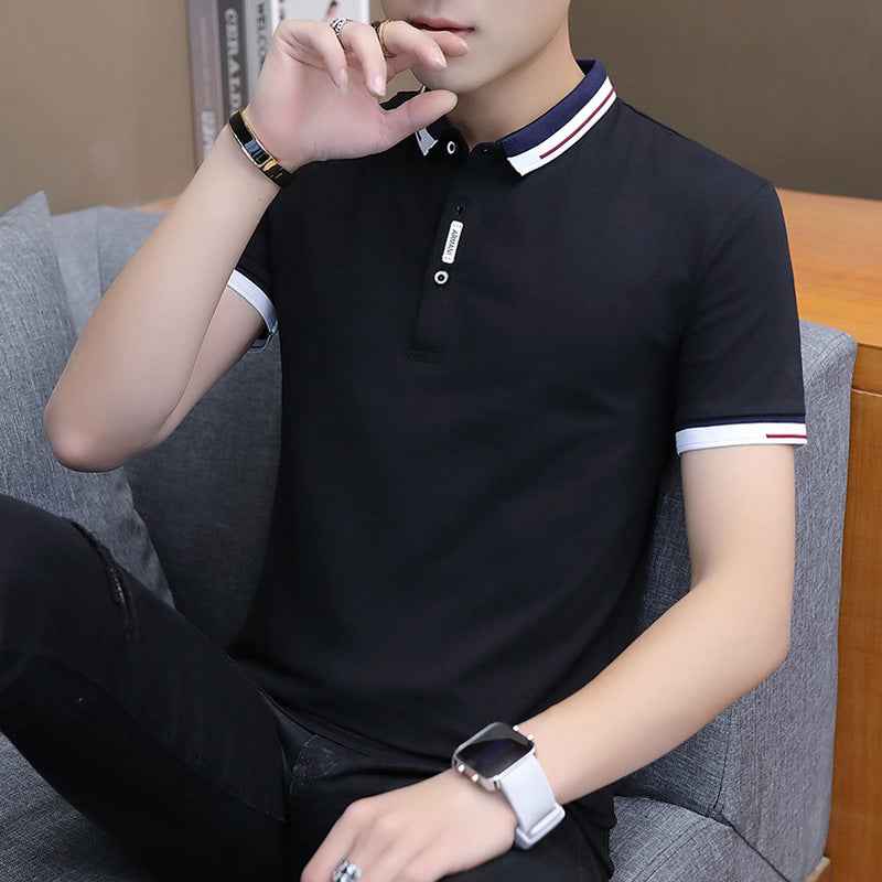 Men's Embroidery Paul Lapel short sleeve t-shirt men's T-shirt