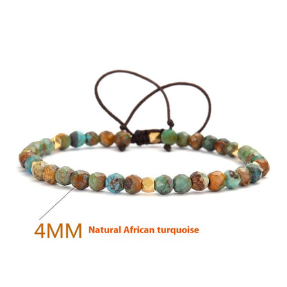 Natural African Turquoise Braided Bracelet Adjustable Bracelet