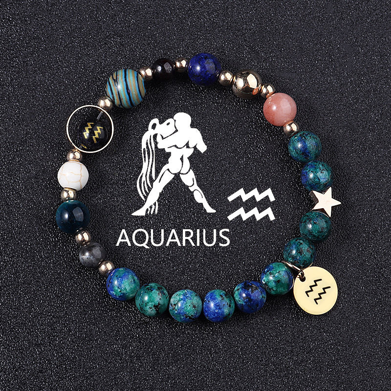 Twelve Constellations Bracelets Natural Stone Phoenix Lapis Lazuli Eight Planets