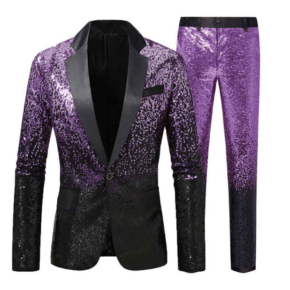 New Men's Gradient Sequin Suit