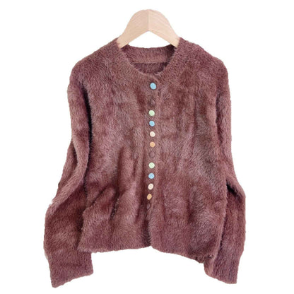 Women's Casual Warm Colorful Button Sweater