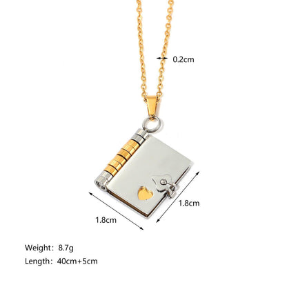 My Little Star Book Necklace For Daughter Son 18 Inch Stainless Steel Chain Gold Hardware Love Jewelry Birthday Graduation Gift