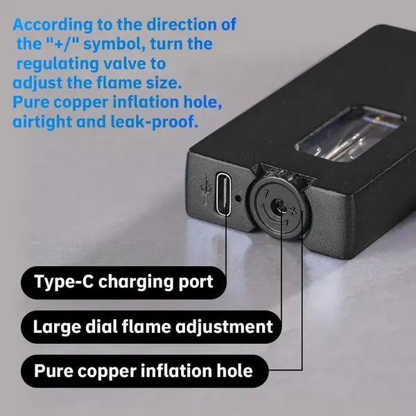 With Soft Fire/Jet Flame - Dual Fire Adjustable Lighter, Creative Wheel Side Pressure Ignition Dual Flame Lighter, Metal Body, Windproof Blue Flame, Window With Visual Fuel Tank, Suitable For Outdoor