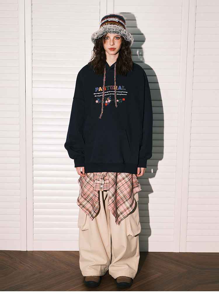 Loose High-grade Retro Bead Caps Rope Embroidered Hoodie Women