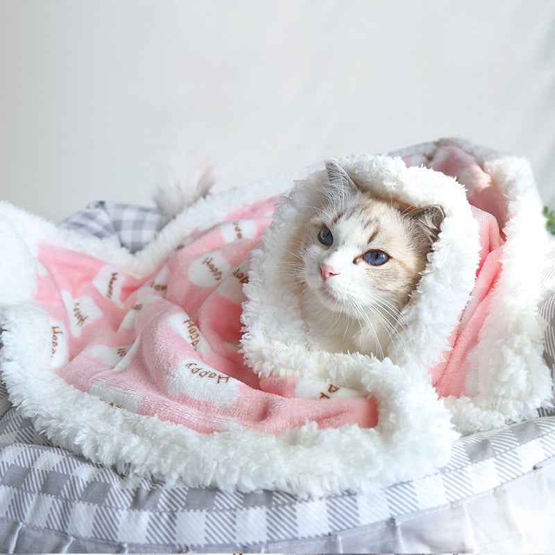Thick Lamb Fleece Pet Dog Blanket Soft Flannel Cat And Dog Cushion To Keep Warm Cat And Dog Sleeping Blanket Winter Pet Cushion