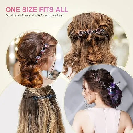 Sparkling Crystal Stone Braided Hair Clips, Four-Leaf Clover Chopped Hairpin Duckbill Clip, Braided Hair Clip With Rhinestones For Women/Girls