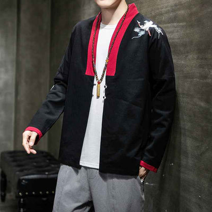 Embroidered cotton linen linen hanfu men