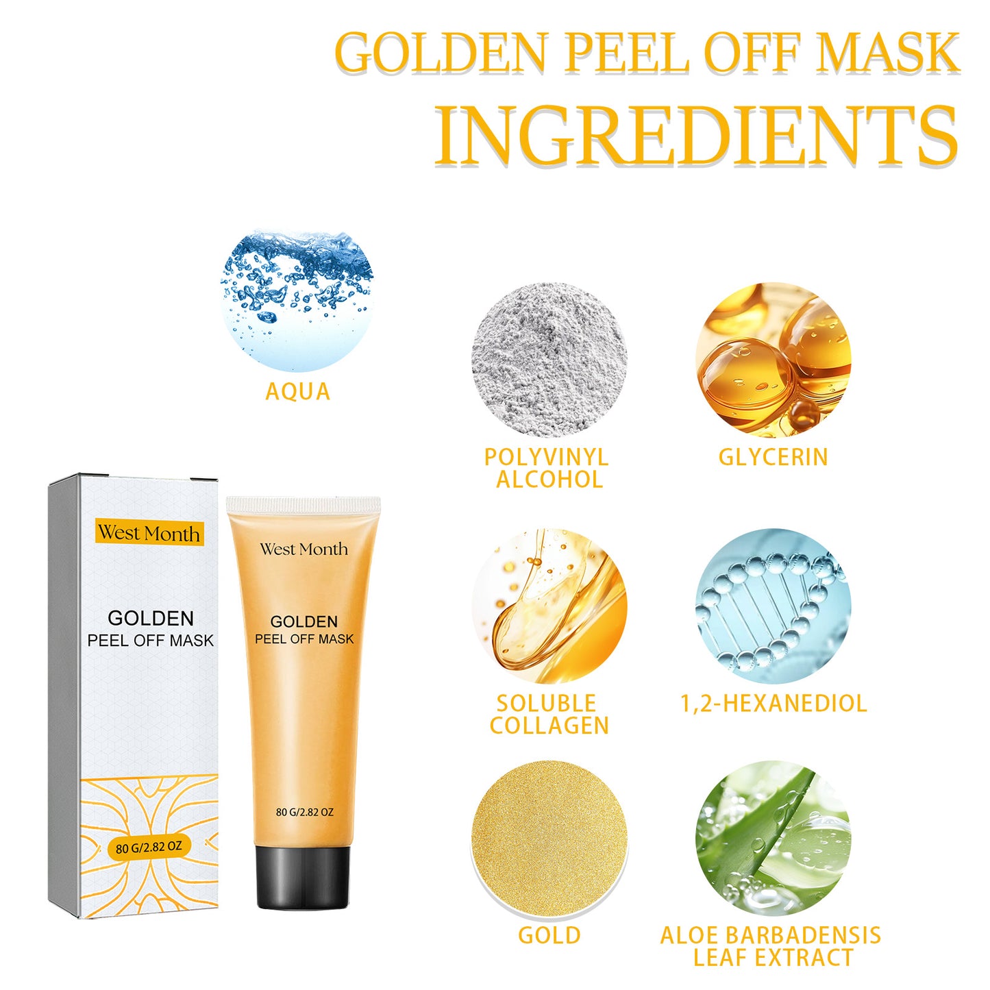 West Month Gold Peel Mask Clean Skin Exfoliating Repair Dull Fade Fine Lines Tender Mask