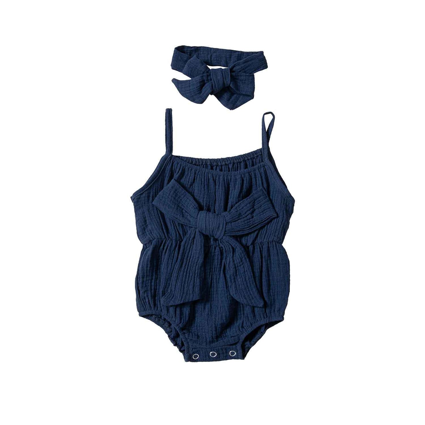 Children's Clothing Ins Summer Infant Sling Romper Solid Color Bow Baby Jumpsuits