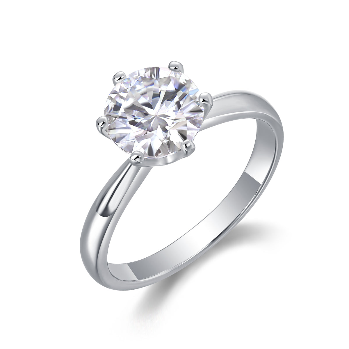 Classic Six-prong Mossan Diamond Silver Open Ring And Fixed Ring Prohibit TikTok sales